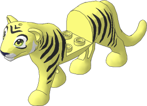Animal Felid Tiger with Black Stripes, Coral Nose, White Eye Patches and Muzzle Pattern (Needs Work)