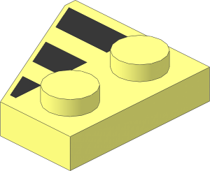 Wing  2 x  2 Right with 3 Black Stripes Pattern