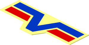 Sticker  0.8 x  1.9 with Blue V and Red Lines on Transparent Background