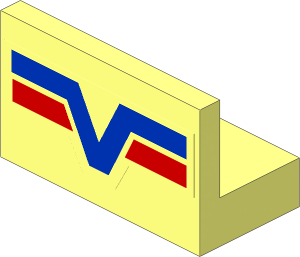 Panel  1 x  2 x  1 with Blue V and Red Lines on Transparent Background Sticker