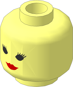 Minifig Head Female with Red Lips, Closed Mouth and Thin Eyelashes Pattern