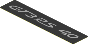 Sticker  0.8 x  3.8 with Metallic Dark Grey Porsche "GT3 RS 4.0" Logo on Metallic Silver Background