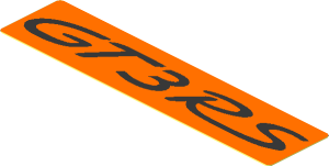 Sticker  0.8 x  3.5 with Black Porsche "GT3 RS" Logo on Orange Background
