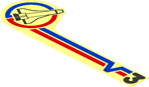 Sticker  2.0 x  6.3 with Launch Command Logo, Blue V and Red Lines and Number "3" Right Side