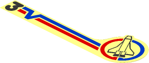 Sticker  2.0 x  6.3 with Launch Command Logo, Blue V and Red Lines and Number "3" Left Side