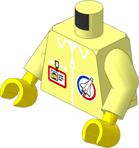 Minifig Torso with Arms and Hands with Launch Command Logo, Zipper and ID Badge Pattern