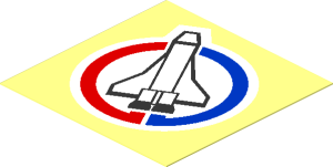 Sticker  1.9 x  1.9 with Launch Command Logo with White Border Facing Left