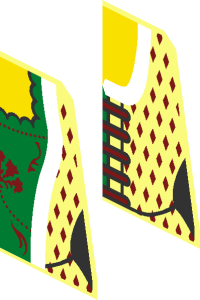 ~Minifig Torso with Gold and Dark Red Trim and Laces Pattern -  Half