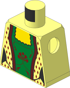 Minifig Torso with Gold and Dark Red Trim and Laces Pattern