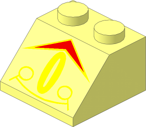 Slope Brick 45  2 x  2 with RoboForce Red Chevron and Yellow Eye Pattern