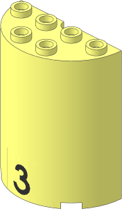 Cylinder  2 x  4 x  4 with Black Number "3" Sticker