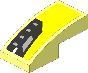 Slope Brick Curved  2 x  1 with Black Headlamp on Yellow Background Right Sticker