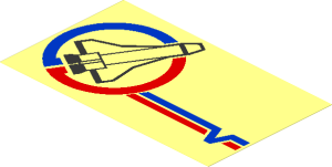 Sticker  3.5 x  5.9 with Launch Command Logo, Blue V and Red Lines