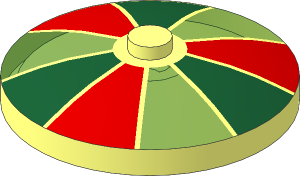 Dish  4 x  4 Inverted with  9 Dark Green, Red and Bright Light Yellow Sections Pattern