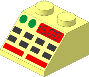 Slope Brick 45  2 x  2 with Buttons and "15.00" Pattern