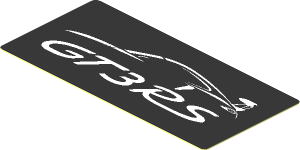 Sticker  1.8 x  3.8 with White "GT3 RS" Logo and Porsche 911 Silhouette on Black Background
