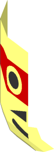 ~Minifig Head with Red Mask and Moustache Pattern - Half