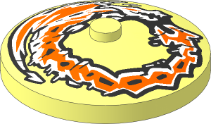 Dish  4 x  4 Inverted with Orange and White Dragon Graffiti Pattern
