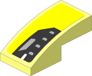 Slope Brick Curved  2 x  1 with Black Headlamp on Yellow Background Left Sticker