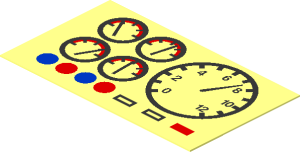 Sticker  1.1 x  1.9 with Gauges, Red and Blue Buttons