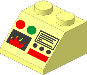 Slope Brick 45  2 x  2 with Flame and Control Panel Pattern