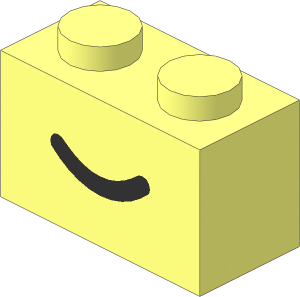 Brick  1 x  2 without Centre Stud with Black Smile Pattern