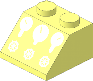 Slope Brick 45  2 x  2 with 3 Gauges and 3 Knobs Pattern