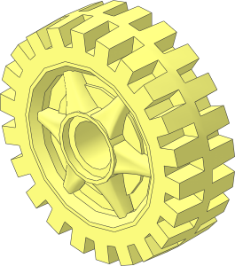 Wheel 7 x 24 with Fake Bolts and 6 Spokes with Integral Rubber Tyre