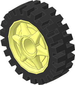 Wheel 7 x 24 with Fake Bolts and 6 Spokes with Integral Rubber Black Tyre