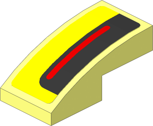 Slope Brick Curved  2 x  1 with Black and Red Taillamp on Yellow Background Left Sticker