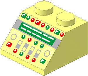 Slope Brick 45  2 x  2 with Control Panel with Red and Green Lamps Pattern