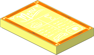 Tile  2 x  3 with Chalk Board with Frame with Wood Grain and Nails, White 'Menu', Food Items and Scribbles Pattern
