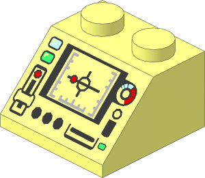 Slope Brick 45  2 x  2 with Silver Control Panel and Screen Pattern