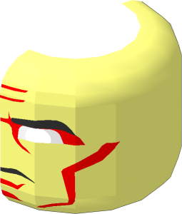 ~Minifig Head with SW Clone Wars Large Eyes, Black Stern Eyebrows, Nougat Cheek Lines and Chin Dimple Pattern - Half