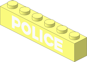 Brick  1 x  6 without Centre Studs with White "POLICE" Pattern