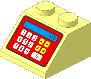 Slope Brick 45  2 x  2 with Red Cash Register Pattern