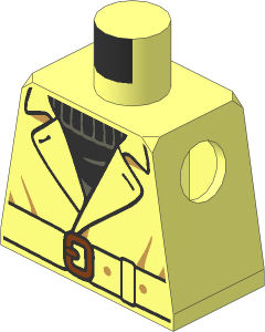 Minifig Torso with Trench Coat over Black Sweater and Belt with Copper Buckle Pattern