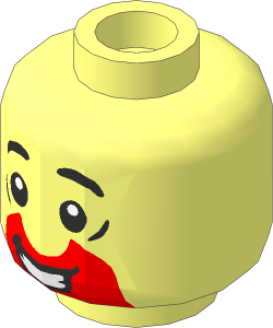 Minifig Head with Nougat Cut Half Circle Beard, Black Eyebrows and Open Mouth Smile Pattern