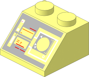 Slope Brick 45  2 x  2 with Controls, Buttons, and Navigation Display Pattern