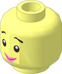 Minifig Head with Pink Lips, Smile / Concerned 2-Sided Pattern