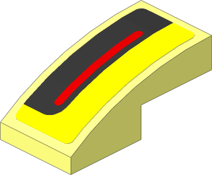 Slope Brick Curved  2 x  1 with Black and Red Taillamp on Yellow Background Right Sticker