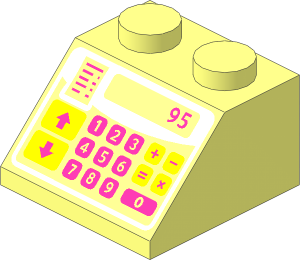 Slope Brick 45  2 x  2 with Pink, Lavender and Yellow Cash Register Pattern