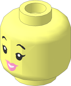 Minifig Head with Pink Lips, Smile / Cheerful Pattern 2-Sided Pattern
