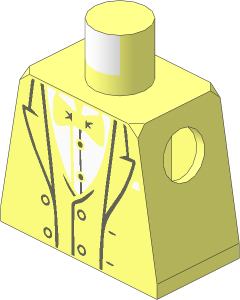 Minifig Torso with Tuxedo, White Shirt and Black Bow Tie Pattern