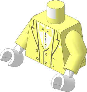Minifig Torso with Arms and White Hands with Tuxedo, White Shirt and Black Bow Tie Pattern