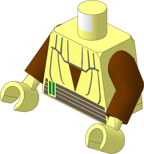 Minifig Torso with Arms and Hands with SW Layered Vest with Reddish Brown Undershirt and Dark Brown Belt Pattern