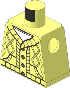 Minifig Torso with Knitted Cardigan with Buttons over White Undershirt Pattern