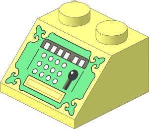 Slope Brick 45  2 x  2 with Sand Green Cash Register Pattern