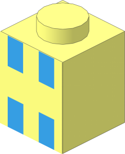 Brick  1 x  1 with 4 Light Blue Squares Sticker