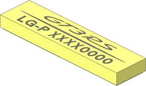 Tile  1 x  4 with GT3RS Logo and "LG-P" with Variable Code Pattern